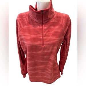 Columbia Sweater Womens Pink Striped 1/4 Zip Fleece Long Sleeve Sweatshirt